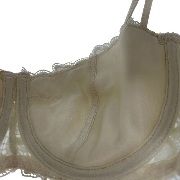 Victorias Secret Bra Vintage 90s Lace Balconette Size 34D Ivory White Underwired - Picture 6 of 11